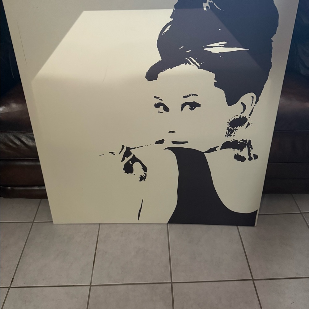 Elegant Audrey Hepburn Black and Cream Wall Art Decor